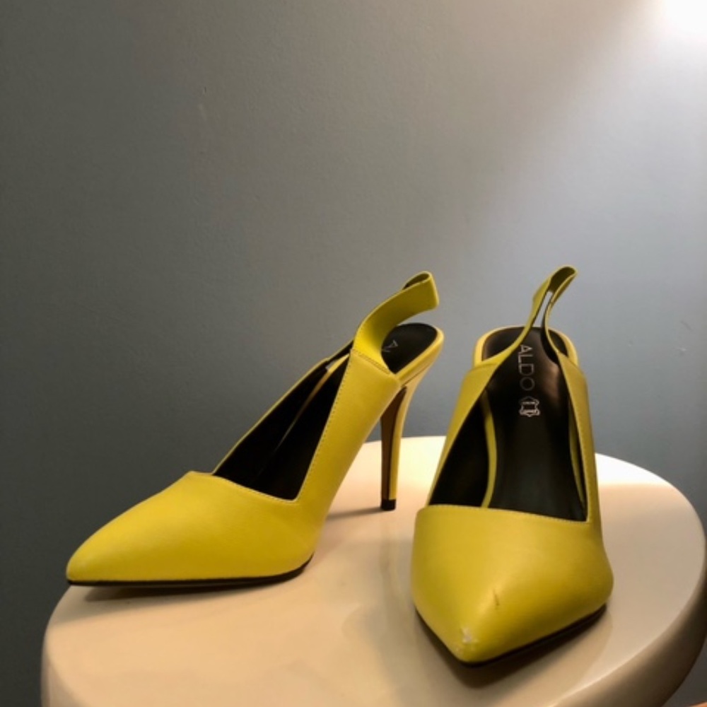 Neon slingback heels